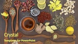  Presentation with oriental medicine - Slides featuring healthy herbal teas in wooden background and a tawny brown colored foreground