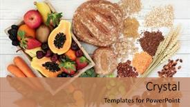  Presentation with healthy food - PPT theme enhanced with healthy high fibre diet food background and a coral colored foreground