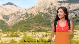  Presentation with sugarcane fields mountains landscape nature - Slide deck with healthy-hiker-woman-hiking background and a yellow colored foreground