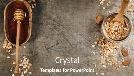  Presentation with granola - Presentation design with healthy homemade granola and honey healthy eating concept background and a coral colored foreground