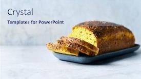  Presentation with oil seeds - Presentation featuring healthy-homemade-turmeric-bread background and a sky blue colored foreground