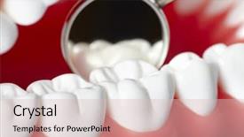  Presentation with human mouth - Presentation theme featuring healthy human teeth and a dentist mouth mirror background and a lemonade colored foreground