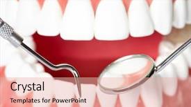  Presentation with human mouth - Colorful slide deck enhanced with healthy human teeth backdrop and a coral colored foreground