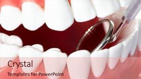  Presentation with human mouth - Slide set with healthy human teeth background and a coral colored foreground