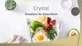 Presentation with keto - Presentation consisting of healthy keto breakfast egg avocado cheese bacon background and a sky blue colored foreground