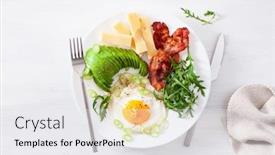  Presentation with keto - PPT theme with healthy keto breakfast egg avocado cheese bacon background and a white colored foreground