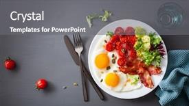  Presentation with healthy breakfast - Slides with healthy keto diet breakfast egg background and a gray colored foreground