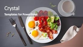  Presentation with healthy breakfast - PPT theme having healthy keto diet breakfast egg background and a gray colored foreground