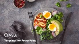  Presentation with healthy breakfast - PPT layouts consisting of healthy-keto-paleo-diet-breakfast background and a dark gray colored foreground
