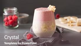  Presentation with avocado and banana smoothie - Cool new slides with healthy layered raspberry banana smoothie backdrop and a gray colored foreground
