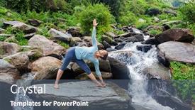  Presentation with waterfall woman - Presentation design consisting of healthy-life-exercise-concept-woman background and a gray colored foreground