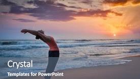  Presentation with surya - Slide deck featuring doing yoga sun salutation surya background and a ocean colored foreground