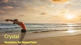  Presentation with sun salutation - Amazing slide set having doing yoga sun salutation surya backdrop and a coral colored foreground