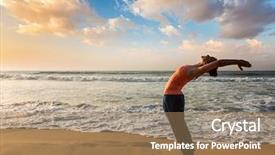  Presentation with sun life - PPT theme consisting of doing yoga sun salutation surya background and a coral colored foreground