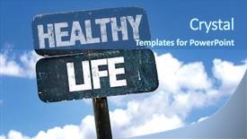  Presentation with balanced life health - Beautiful presentation theme featuring healthy life sign with sky backdrop and a ocean colored foreground