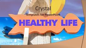  Presentation with balanced life health - Theme with healthy life signpost with beach background and a coral colored foreground