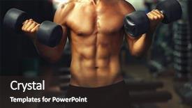  Presentation with healthy life style - Cool new presentation theme with healthy life style - athletic man training with dumbbells backdrop and a tawny brown colored foreground