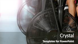  Presentation with exercise bike - Presentation theme enhanced with healthy life style - exercise bike in modern gym background and a wine colored foreground