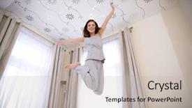  Presentation with healthy life style - PPT theme having healthy life style - portrait of a young happy background and a light gray colored foreground