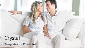  Presentation with family and home love concept - Beautiful slides featuring healthy life style - young happy couple in love backdrop and a light gray colored foreground