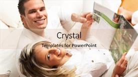  Presentation with love charge - Cool new presentation theme with healthy life style - young love couple reading magazine backdrop and a lemonade colored foreground