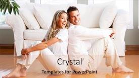  Presentation with love - Audience pleasing PPT theme consisting of healthy life style - young love couple smiling backdrop and a coral colored foreground