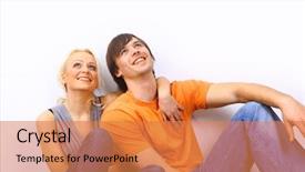  Presentation with healthy life style - Amazing PPT theme having healthy life style - young love smiling couple backdrop and a coral colored foreground
