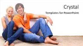  Presentation with healthy life style - Presentation theme having healthy life style - young love smiling couple background and a white colored foreground