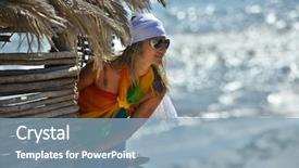  Presentation with summer at the beach - Audience pleasing PPT theme consisting of healthy life style - young woman on the beach backdrop and a light blue colored foreground