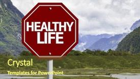  Presentation with healthy - Audience pleasing slide deck consisting of healthy life written on red backdrop and a tawny brown colored foreground