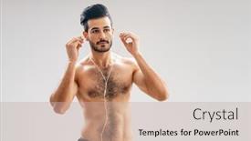  Presentation with person listening - Presentation theme enhanced with healthy-lifestyle-and-sport-concepts background and a mint green colored foreground