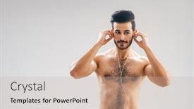  Presentation with person listening - Colorful presentation enhanced with healthy-lifestyle-and-sport-concepts backdrop and a mint green colored foreground