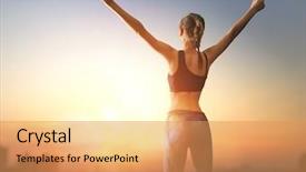  Presentation with woman sport - Colorful PPT layouts enhanced with healthy lifestyle and sport concepts backdrop and a yellow colored foreground
