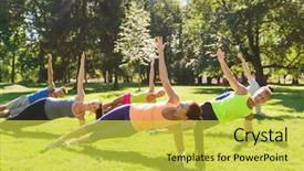  Presentation with boot camp - Beautiful presentation theme featuring healthy lifestyle concept - group backdrop and a yellow colored foreground