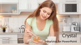  Presentation with positive thoughts - Slides featuring healthy lifestyle immunity - positive young woman with honey background and a  colored foreground