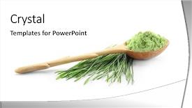  Presentation with immunity - Slide deck consisting of healthy lifestyle immunity - spoon with wheat grass powder background and a  colored foreground