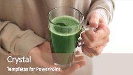  Presentation with blonde holding magnifying glass - Amazing slide deck having healthy lifestyle immunity - woman holding glass cup backdrop and a coral colored foreground