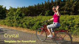  Presentation with bicycles - Audience pleasing slide deck consisting of healthy-lifestyle-middle-aged-woman backdrop and a violet colored foreground