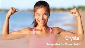  Presentation with flexing - Slides having healthy lifestyle on sunny day background and a coral colored foreground