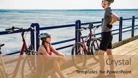  Presentation with healthy people - PPT layouts with healthy-lifestyle-people-resting background and a coral colored foreground