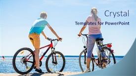  Presentation with bicycles - Beautiful slides featuring healthy lifestyle - people resting with bicycles backdrop and a sky blue colored foreground