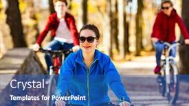  Presentation with bicycles - Presentation theme consisting of healthy-lifestyle-people-riding-bicycles background and a ocean colored foreground