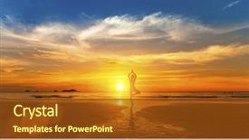  Presentation with healthy lifestyle - Presentation theme having healthy lifestyle silhouette meditation yoga background and a tawny brown colored foreground