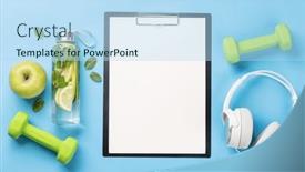  Presentation with sport drink - Theme with healthy-lifestyle-sport-and-diet background and a light blue colored foreground