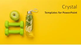  Presentation with sport drink - Theme having healthy-lifestyle-sport-and-diet background and a yellow colored foreground