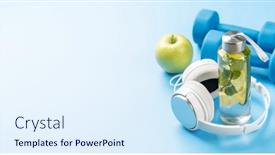  Presentation with sport drink - PPT theme featuring healthy-lifestyle-sport-and-diet background and a sky blue colored foreground