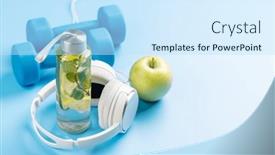  Presentation with healthy-lifestyle - Presentation design consisting of healthy-lifestyle-sport-and-diet and a sky blue colored foreground