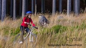  Presentation with healthy lifestyle - Beautiful PPT theme featuring healthy-lifestyle-teenage-girl-biking backdrop and a coral colored foreground