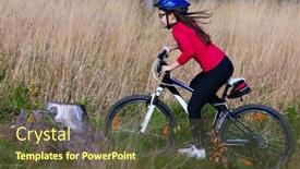  Presentation with biking - Colorful presentation design enhanced with healthy-lifestyle-teenage-girl-biking backdrop and a tawny brown colored foreground