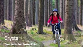  Presentation with biking - Colorful slide set enhanced with healthy-lifestyle-teenage-girl-biking backdrop and a coral colored foreground